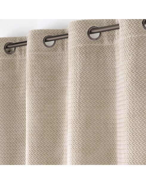 Rideau à Oeillets (140 x 240 cm) Flanela Beige, Flanelle Relief