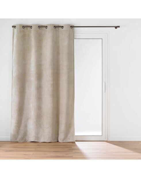 Rideau à Oeillets (140 x 240 cm) Flanela Beige, Flanelle Relief