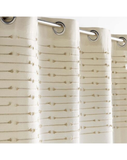 Rideau à Oeillets (140 x 240 cm) Golden Sunset Blanc, Coton Finition Top Fils Coupés