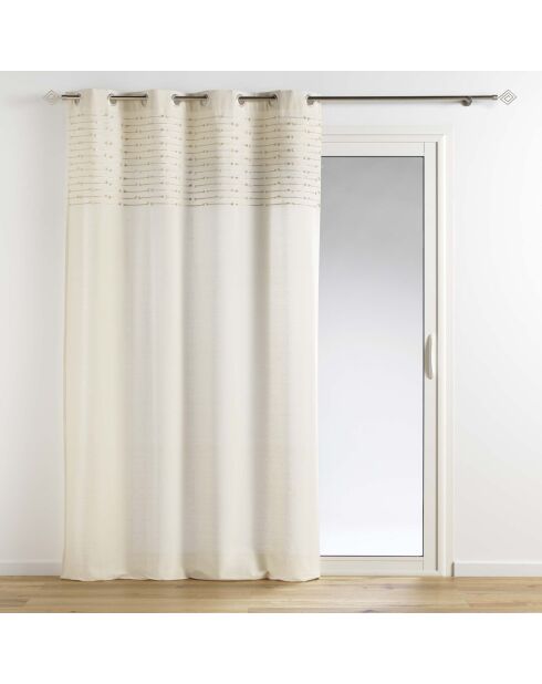 Rideau à Oeillets (140 x 240 cm) Golden Sunset Blanc, Coton Finition Top Fils Coupés