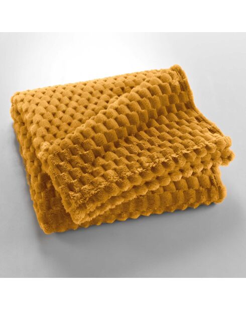 Plaid (125 x 150 cm) Mini Frosty Ochre, flanella a rilievo tinta unita