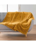 Plaid (125 x 150 cm) Mini Frosty Ochre, flanella a rilievo tinta unita