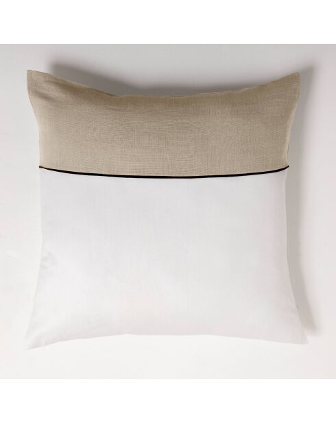 Parure housse de couette Gabrielle beige/blanc
