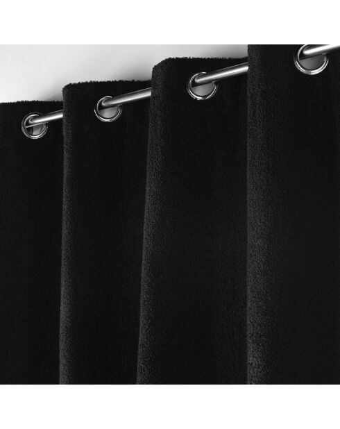 Rideau à Oeillets (140 x 240 cm) Wooly Noir, Bouclette Unie