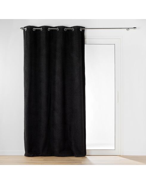 Rideau à Oeillets (140 x 240 cm) Wooly Noir, Bouclette Unie