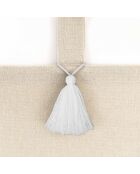 Rideau à passants pompon uni Cyrine beige/blanc  - 140x240 cm