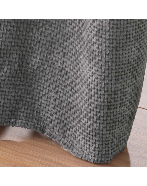 Rideau à Oeillets (140 x 260 cm) Leo Anthracite, Velours Chenille