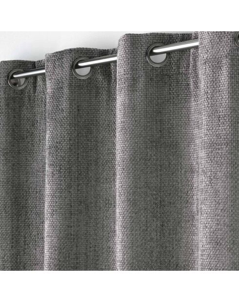 Rideau à Oeillets (140 x 260 cm) Leo Anthracite, Velours Chenille