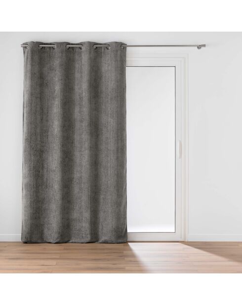 Rideau à Oeillets (140 x 260 cm) Leo Anthracite, Velours Chenille