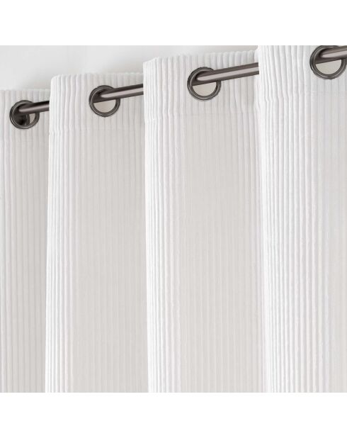 Rideau à Oeillets (140 x 260 cm) Nils Blanc, Flanelle Relief Unie