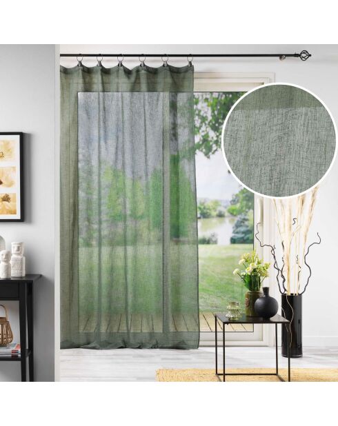 Voilage à Anneaux (140 x 240 Cm) Linka Kaki, Voile Tissé