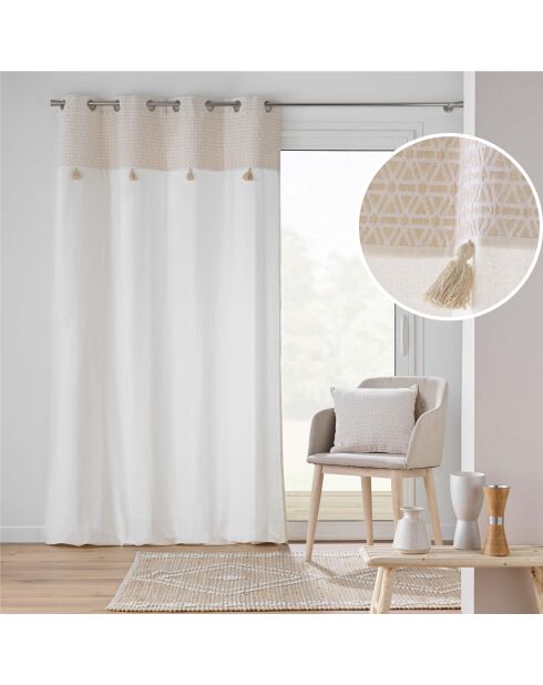 Rideau à Oeillets (140 x 240 cm) Milano Naturel, Coton / Polyester avec Top