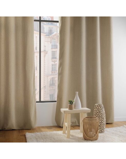 Rideau à Oeillets (140 x 240 cm) Wooly Beige, Bouclette Unie