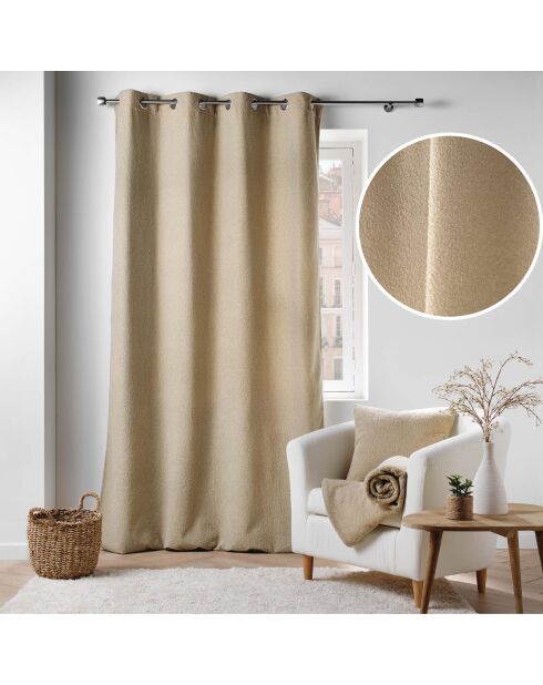 Rideau à Oeillets (140 x 240 cm) Wooly Beige, Bouclette Unie