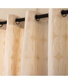 Rideau à Oeillets (140 x 280 cm) Ondine Blanc, Polycoton Imprimé Métallisé