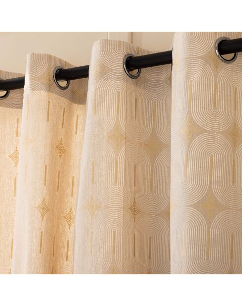 Rideau à Oeillets (140 x 280 cm) Ondine Blanc, Polycoton Imprimé Métallisé