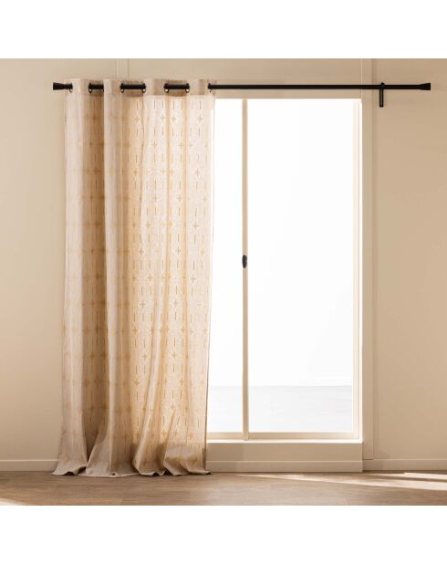 Rideau à Oeillets (140 x 280 cm) Ondine Blanc, Polycoton Imprimé Métallisé