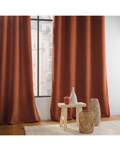 Rideau à Oeillets (140 x 240 cm) Wooly Terracotta, Bouclette Unie