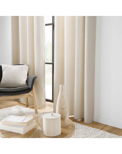 Rideau à Oeillets (140 x 260 cm) Java Naturel, Flanelle Relief Unie