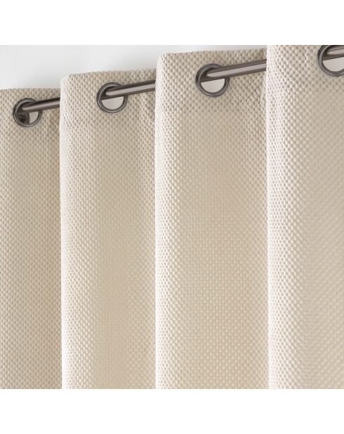 Rideau à Oeillets (140 x 260 cm) Java Naturel, Flanelle Relief Unie