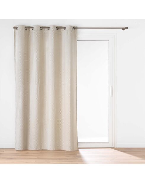 Rideau à Oeillets (140 x 260 cm) Java Naturel, Flanelle Relief Unie