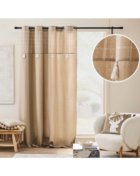 Rideau à Oeillets (140 x 240 cm) Everest Sable, Coton / Polyester avec Top