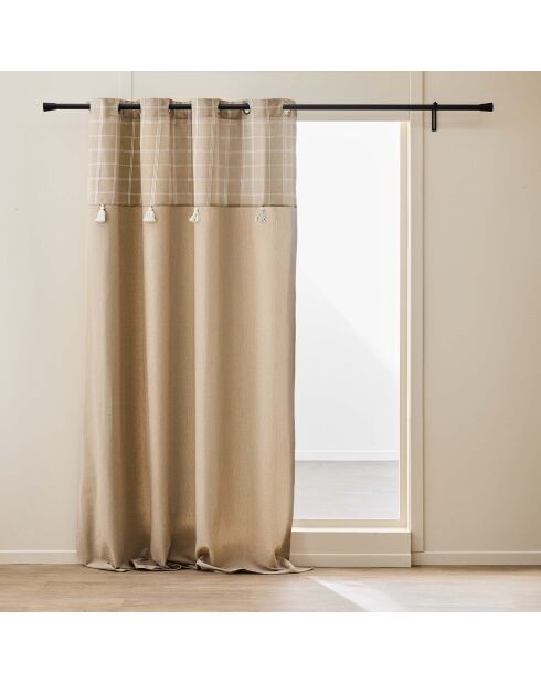 Rideau à Oeillets (140 x 240 cm) Everest Sable, Coton / Polyester avec Top