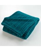 Plaid (180 x 220 cm) Arya Bleu Vert, Flanelle Relief