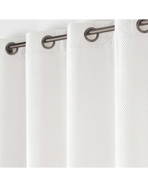 Rideau à Oeillets (140 x 260 cm) Java Blanc, Flanelle Relief Unie