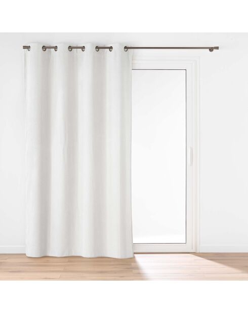Rideau à Oeillets (140 x 260 cm) Java Blanc, Flanelle Relief Unie