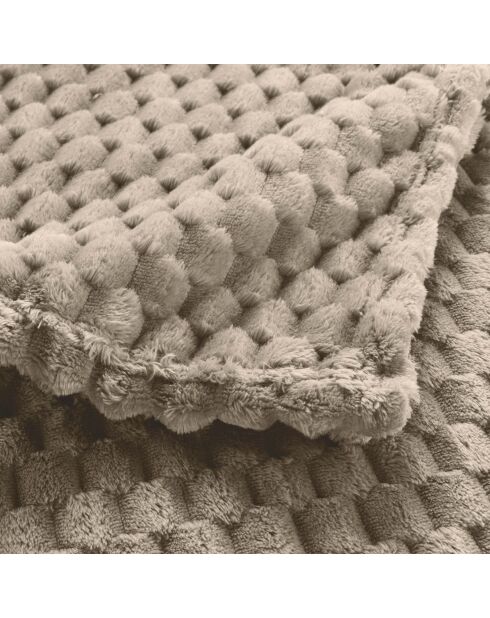 Plaid (125 x 150 cm) Mini Frosty Taupe, flanella a rilievo tinta unita