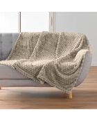 Plaid (125 x 150 cm) Mini Frosty Taupe, flanella a rilievo tinta unita