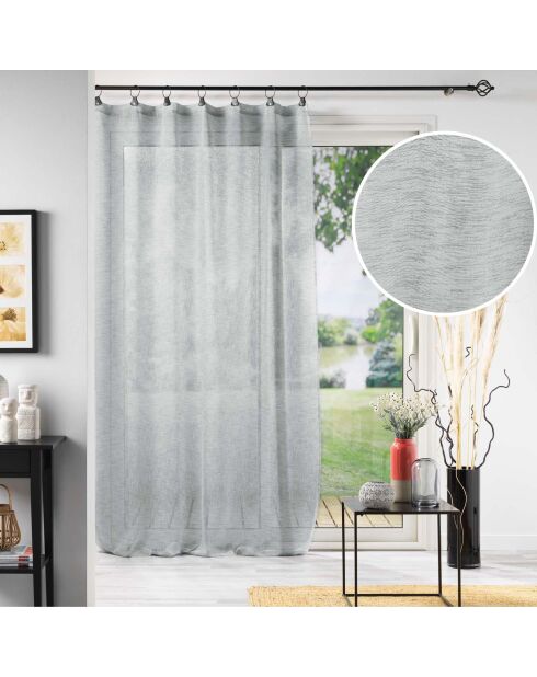 Voilage à Anneaux (140 x 240 Cm) Linka Gris, Voile Tissé
