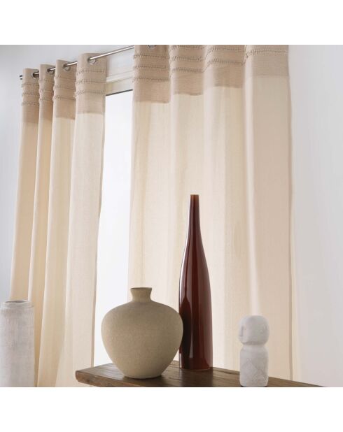 Rideau à Oeillets (140 x 240 cm) Hilary Naturel, Coton / Polyester avec Top