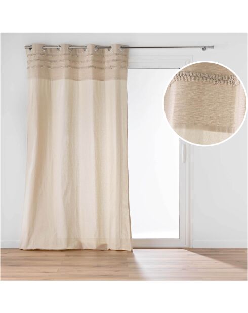 Rideau à Oeillets (140 x 240 cm) Hilary Naturel, Coton / Polyester avec Top