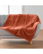 Plaid (125 x 150 cm) Mini Frosty Terracotta, flanella a rilievo liscio