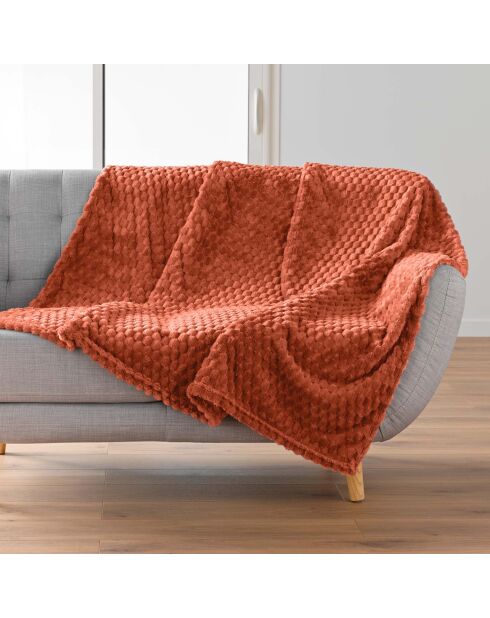 Plaid (125 x 150 cm) Mini Frosty Terracotta, flanella a rilievo liscio