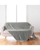 Grijze plaid Arya (180 x 220 cm), flanellen reliëf