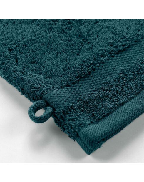 2 Gants de Toilette (15 x 21 cm) Elegance Bleu Vert, 100 % Coton Uni