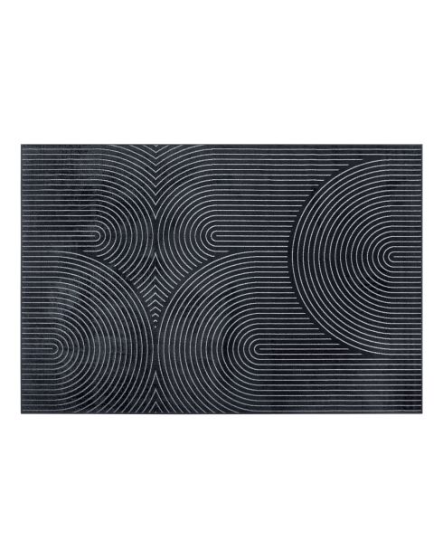 Tappeto rettangolare (140 x 200 cm) Geode Antracite, rilievo in viscosa