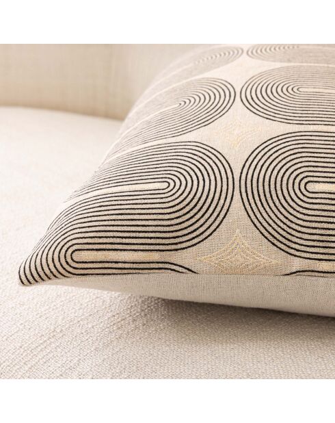 Cuscino rimovibile (40 x 60 cm) Ondine nero, policotone con stampa metallizzata