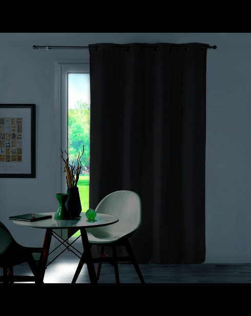 Rideau à Oeillets (135 x 240 cm) Chinea Anthracite, Occultant Chambray