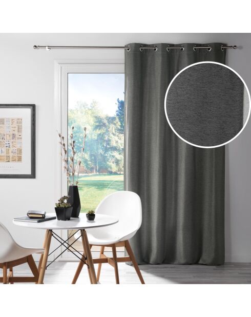 Rideau à Oeillets (135 x 240 cm) Chinea Anthracite, Occultant Chambray