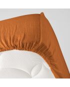 Drap Housse Angelia Caramel, Gaze de Coton