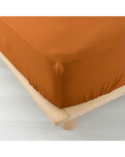 Drap Housse Angelia Caramel, Gaze de Coton