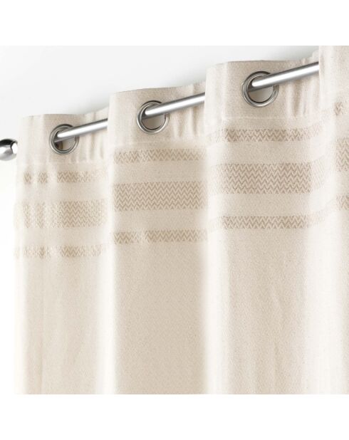 Rideau à Oeillets (140 x 240 cm) Doreline Naturel, Coton Jacquard et Top Fils Métallisés
