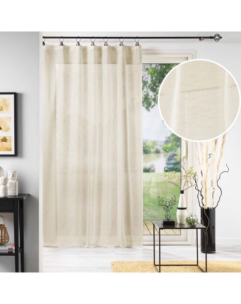 Voilage à Anneaux (140 x 240 Cm) Linka Naturel, Voile Tissé