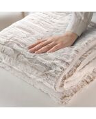 Calda coperta invernale (125 x 150 cm) in lince naturale, pelliccia sintetica e sherpa