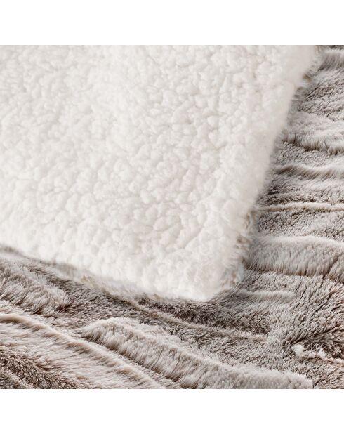 Calda coperta invernale (125 x 150 cm) in lince naturale, pelliccia sintetica e sherpa