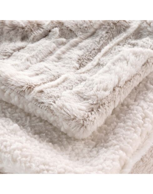 Calda coperta invernale (125 x 150 cm) in lince naturale, pelliccia sintetica e sherpa